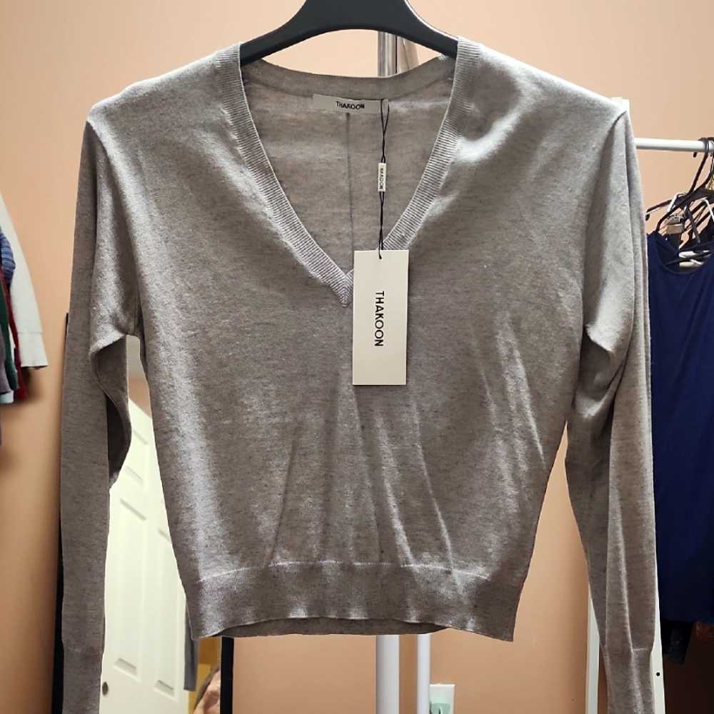 Thakoon Gray V-Neck Sweater